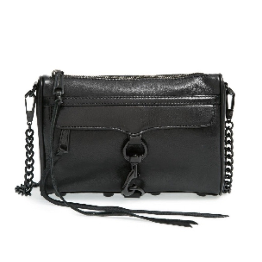 Rebecca Minkoff Leather Mini MAC Convertible Crossbody in Black/Black